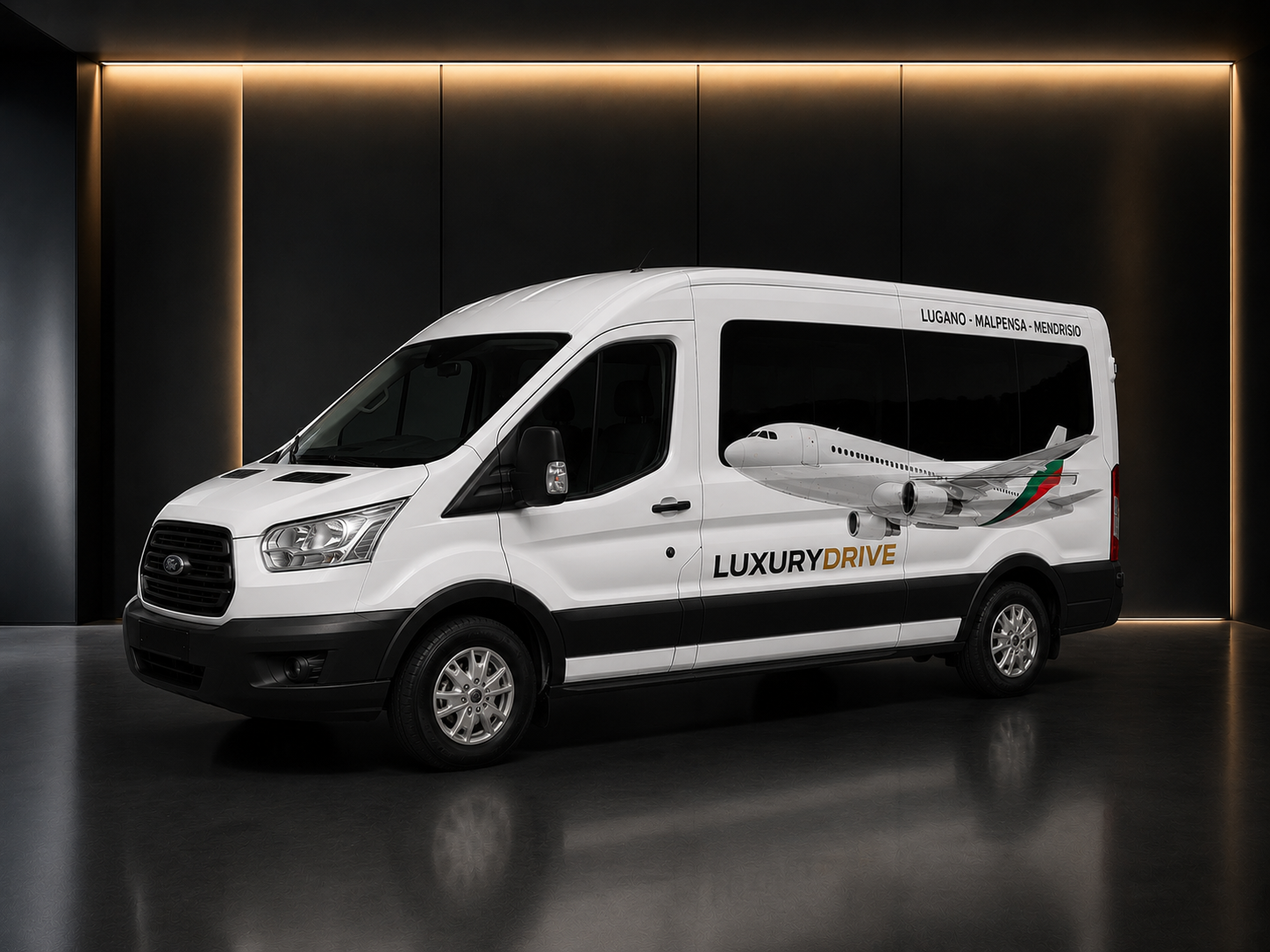 Shuttle Bus Luxury Drive per transfer Lugano Malpensa